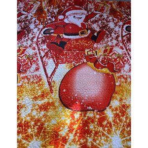 Jessy Home quilt comforter & shams king set of 3 Christmas Santa Reindeer READ